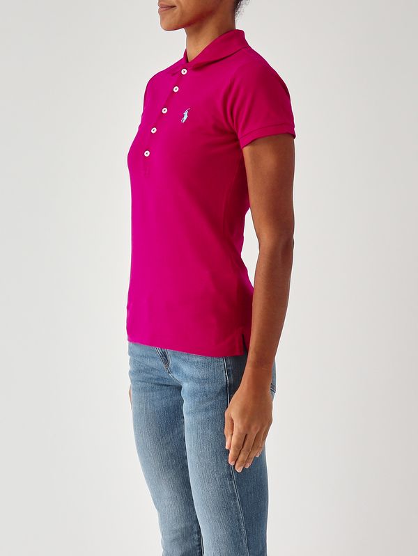 3. Polo de mujer Julie de corte entallado en piqué de algodón elástico Magenta Polo Ralph Lauren 211870245