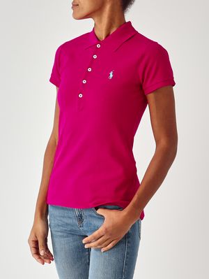 5. Polo de mujer Julie de corte entallado en piqué de algodón elástico Magenta
