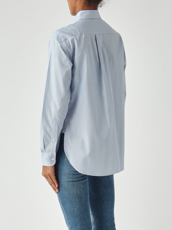 4. Camisa de mujer de corte relajado de algodón Mil rayas-Azul celeste Polo Ralph Lauren 211910743
