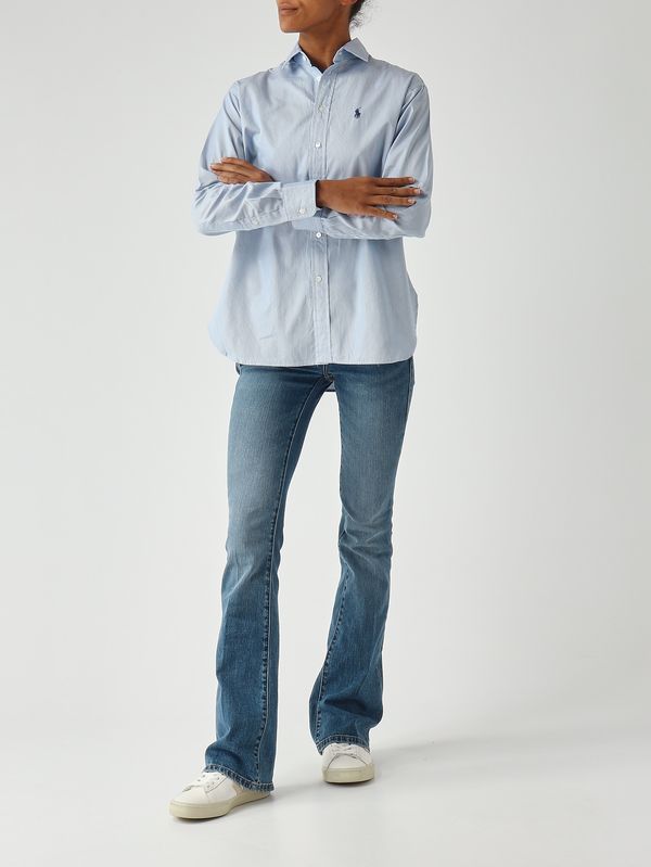 2. Camisa de mujer de corte relajado de algodón Mil rayas-Azul celeste Polo Ralph Lauren 211910743