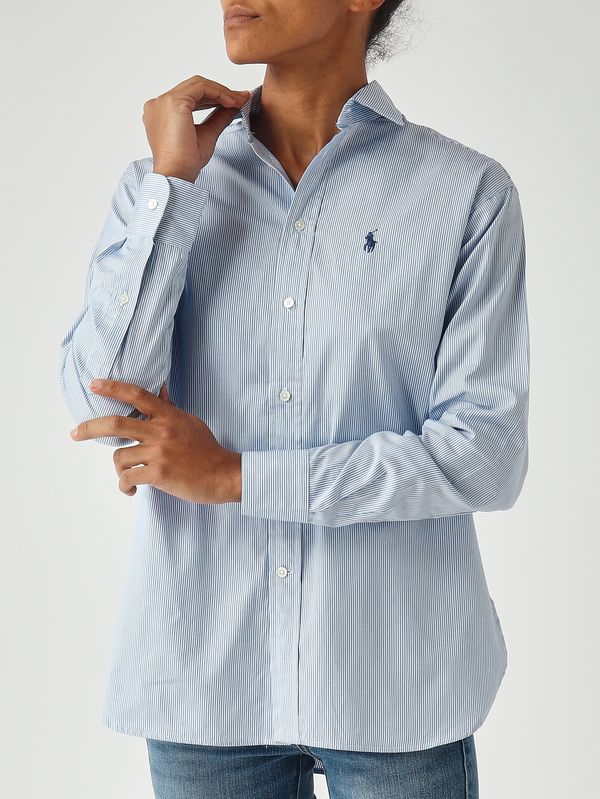 5. Camisa de mujer de corte relajado de algodón Mil rayas-Azul celeste Polo Ralph Lauren 211910743