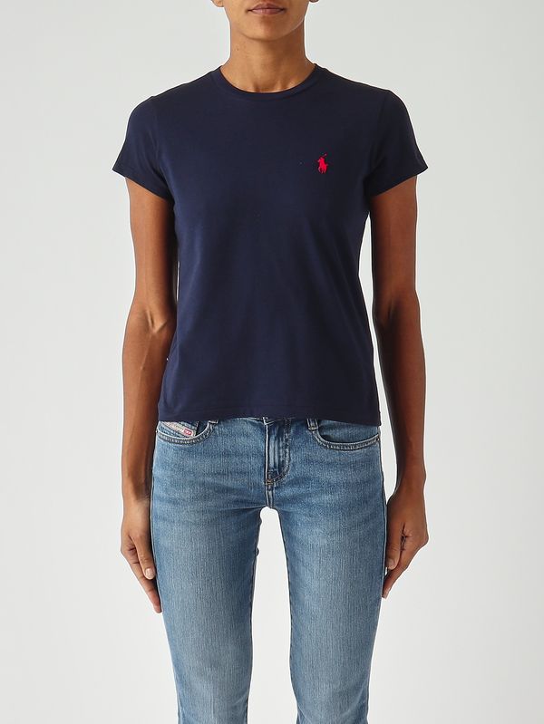 T-shirt femme slim fit en jersey de coton Bleu marine Polo Ralph Lauren