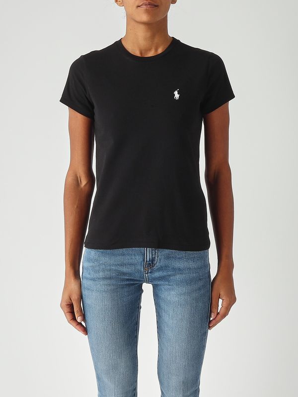 T-shirt femme slim fit en jersey de coton Noir Polo Ralph Lauren