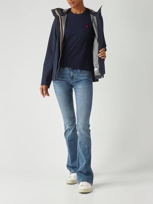 2. Camiseta de mujer entallada de punto de algodón Azul marino