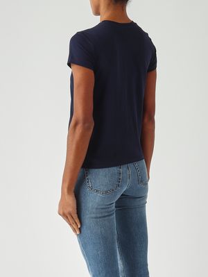 4. Camiseta de mujer entallada de punto de algodón Azul marino