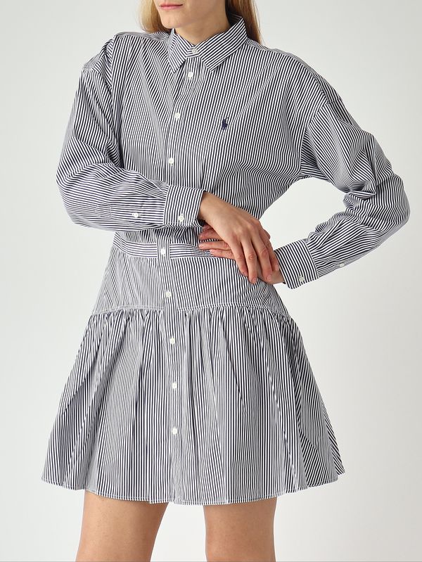 5. Damenkleid aus Baumwolle Weiß-Marineblau Polo Ralph Lauren 211b22754
