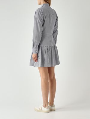 4. Damenkleid aus Baumwolle Weiß-Marineblau
