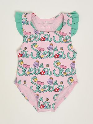 1. Bañador entero para bebé con estampado floral. Rosa
