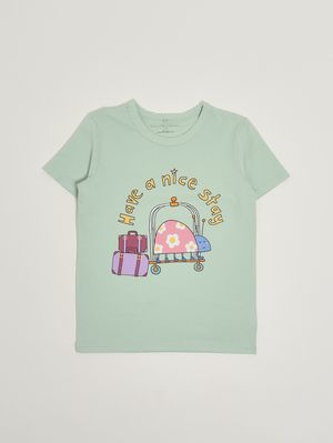 1. Camiseta de niña de algodón Verde agua