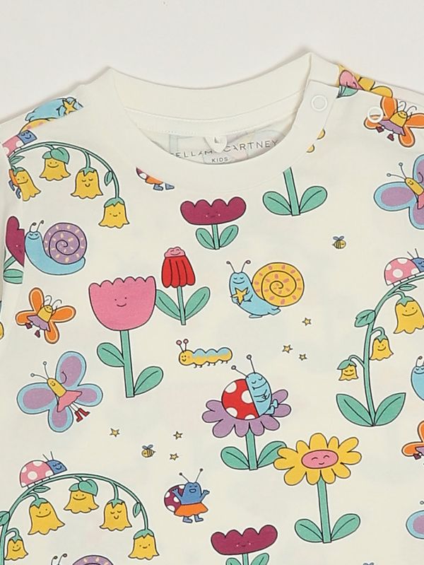 3. Neugeborenen-T-Shirt aus Bio-Baumwolle mit Stretchanteil Weiß-Mehrfarbig Stella McCartney ty8001z3574