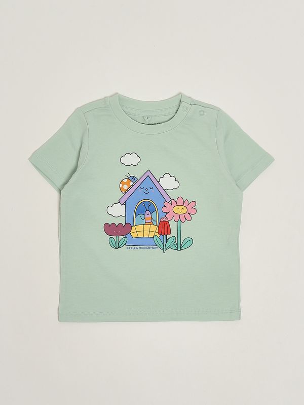 1. T-shirt en coton biologique pour bébé fille Vert d'eau Stella McCartney ty8031z0434