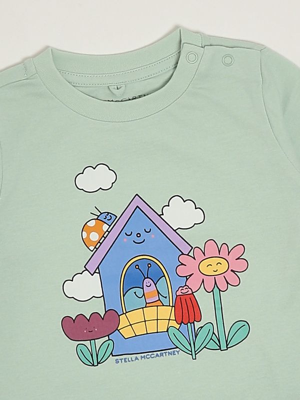 3. T-shirt en coton biologique pour bébé fille Vert d'eau Stella McCartney ty8031z0434