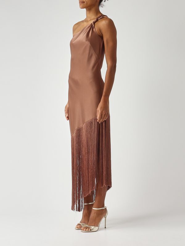 3. Vestido de satén para mujer Marrón Quemado Pinko 106352a33d