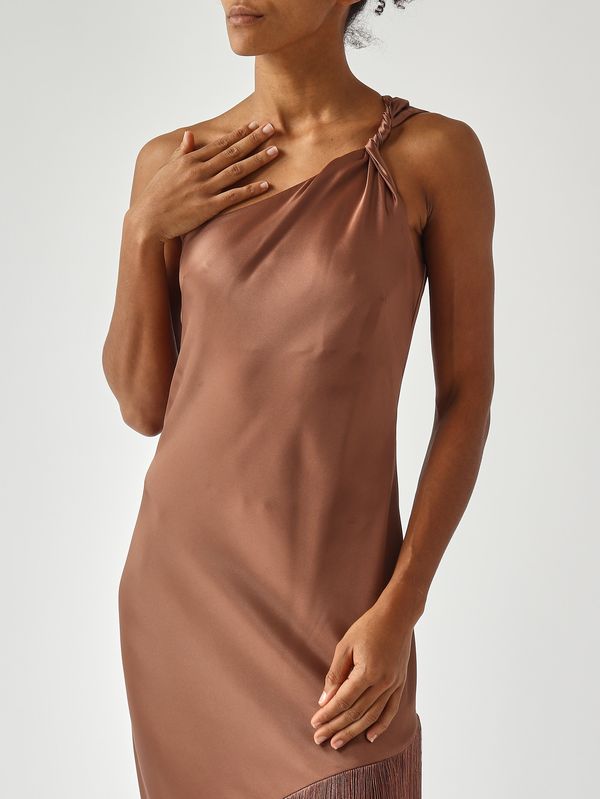 5. Vestido de satén para mujer Marrón Quemado Pinko 106352a33d