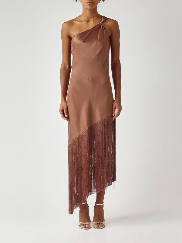 1. Vestido de satén para mujer Marrón Quemado Pinko 106352a33d