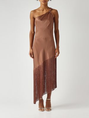 1. Vestido de satén para mujer Marrón Quemado