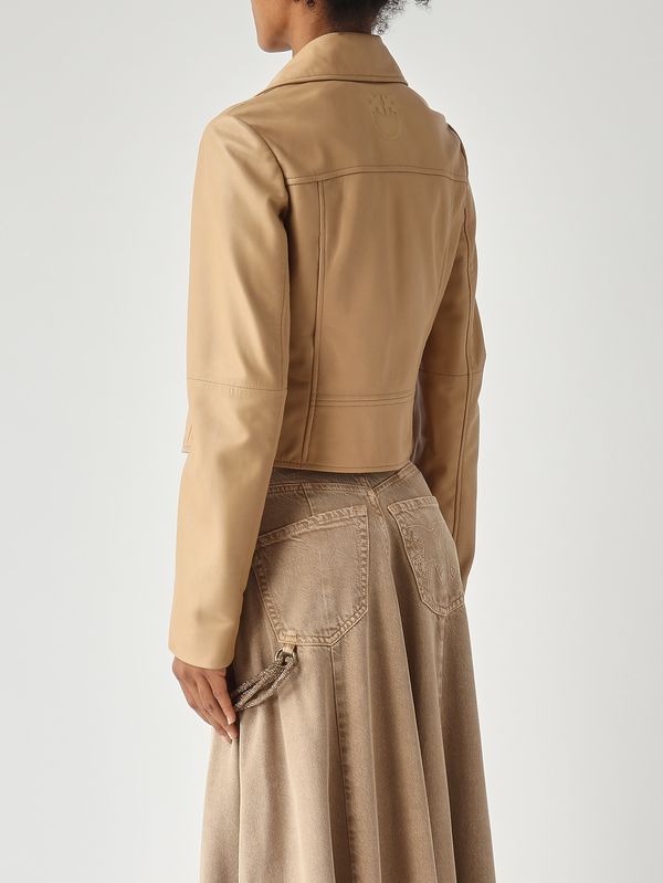 4. Giacca donna New Sensible in pelle nappa Beige Chiaro Pinko 106247a32i