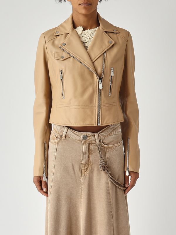 1. Giacca donna New Sensible in pelle nappa Beige Chiaro Pinko 106247a32i