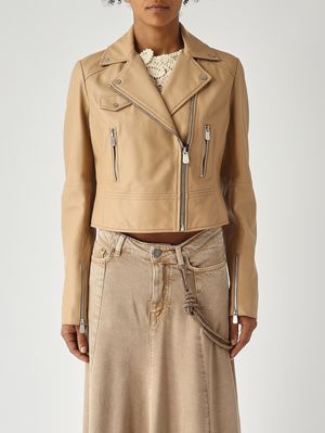1. Giacca donna New Sensible in pelle nappa Beige Chiaro