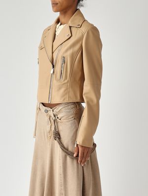 3. Giacca donna New Sensible in pelle nappa Beige Chiaro