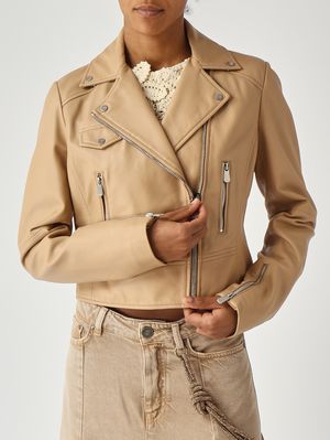 5. Giacca donna New Sensible in pelle nappa Beige Chiaro
