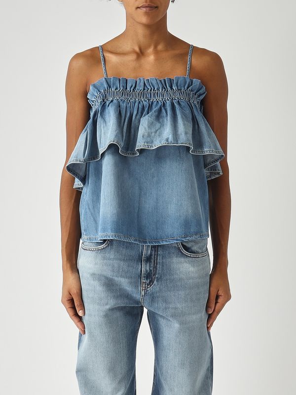 1. Damen-Top aus Denim Helles Denim Pinko 106568a37k