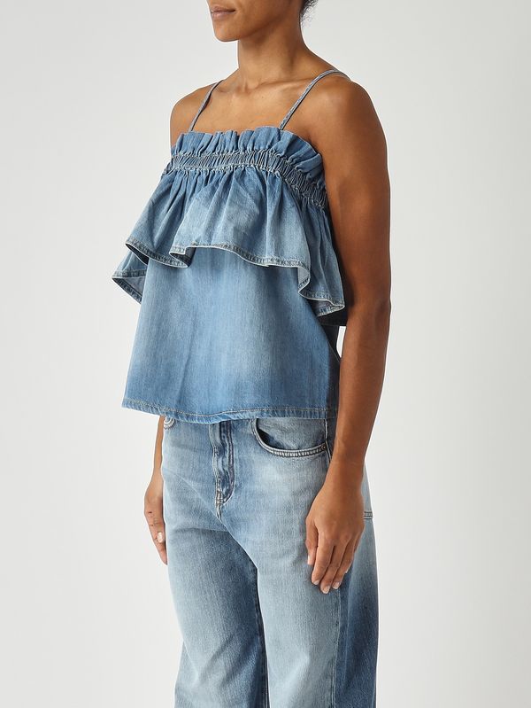 3. Damen-Top aus Denim Helles Denim Pinko 106568a37k