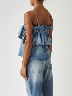 4. Damen-Top aus Denim Helles Denim