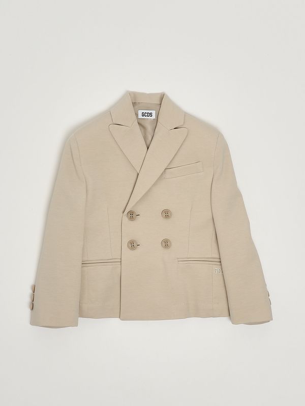 1. Blazer enfant en coton et nylon extensible Beige GCDS c1bkqa510t328
