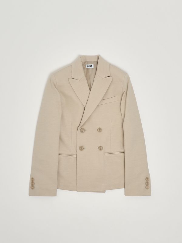 1. Blazer garçon en coton et nylon extensible Beige GCDS c1bjqa510t328