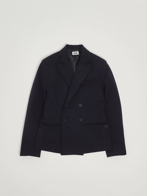 1. Blazer garçon en coton et nylon extensible Bleu
