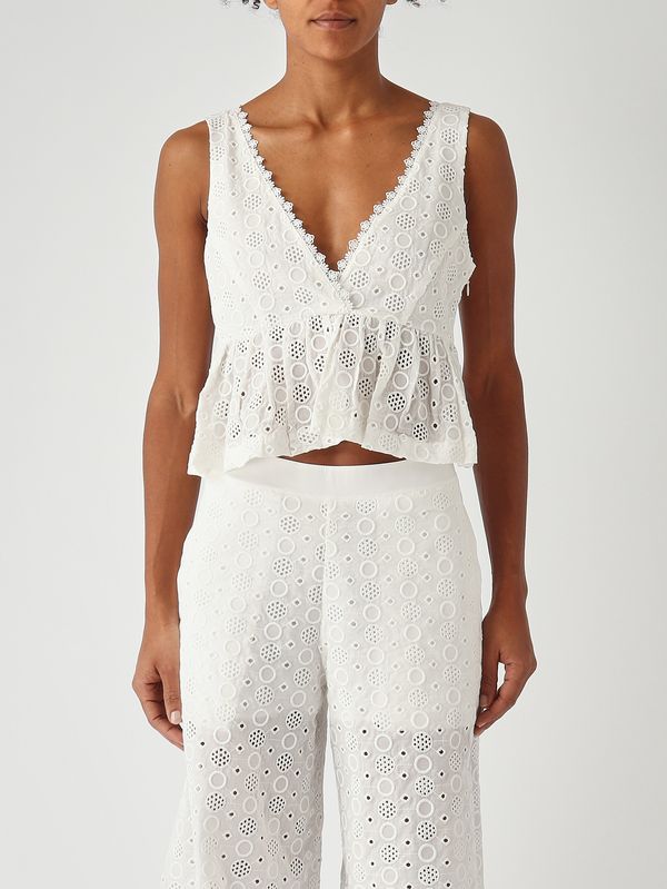 1. Top donna Kiersten in cotone Bianco Pinko 106451a35p