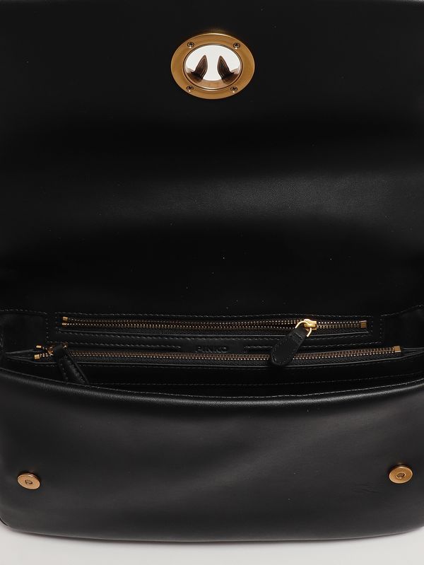 5. Women's Click Soft Baguette leather bag Black Pinko 106178a0qo