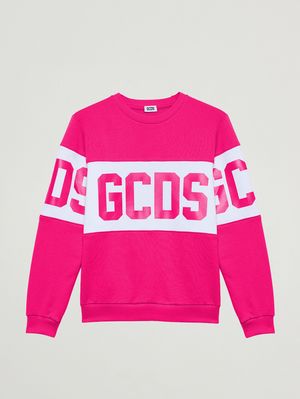 1. Sudadera de niño en mezcla de algodón Fucsia-Blanco