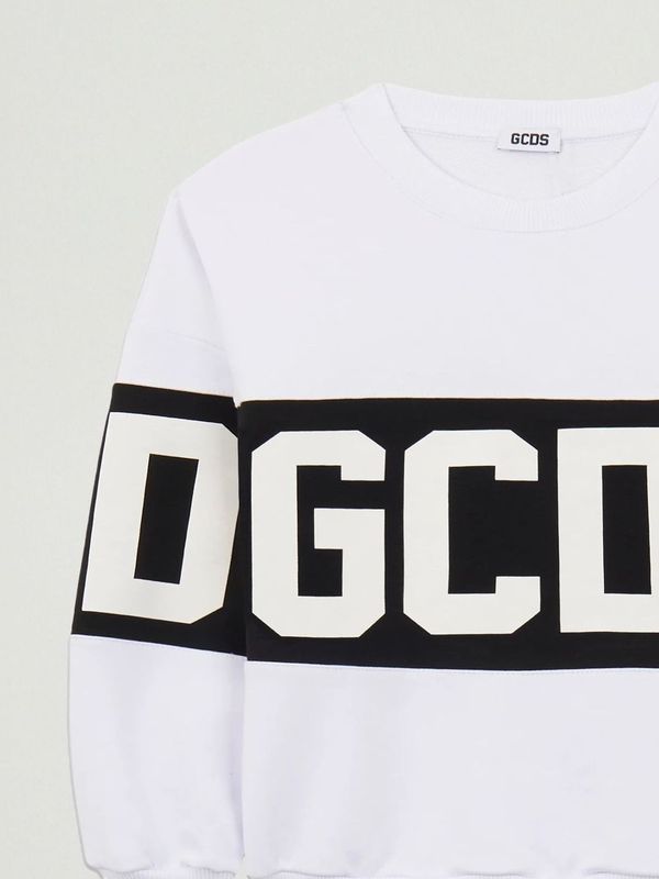 3. Boys' cotton-blend sweatshirt White-Black GCDS z0ukqe584f004
