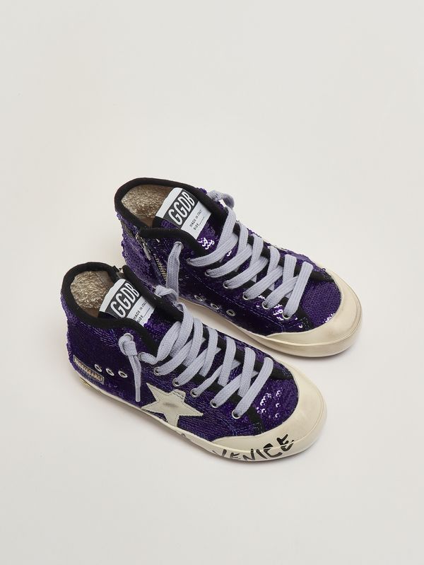 2. Mädchen-Sneaker Francy mit Pailletten Hellblau Golden Goose gyf00114f008084