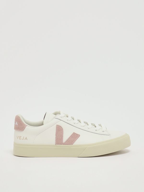 Baskets femme Campo en cuir ChromeFree Blanc-Rose Veja