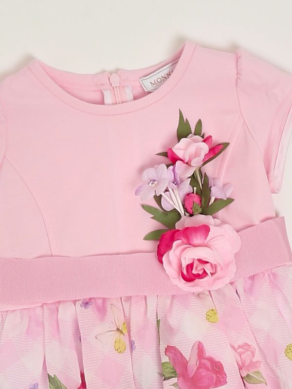 3. Vestido para niña de algodón y organza de seda. Rosa Monnalisa 11g9097622