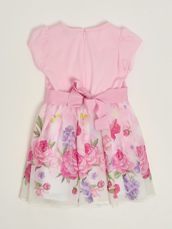 2. Vestido para niña de algodón y organza de seda. Rosa Monnalisa 11g9097622