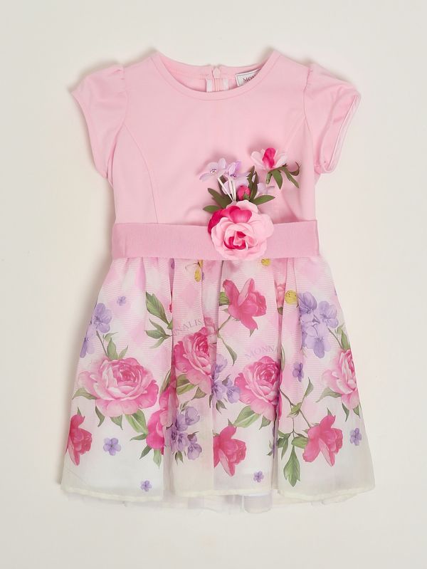 Robe en coton et organza de soie pour fille Rose Monnalisa
