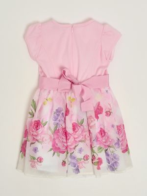 2. Vestido para niña de algodón y organza de seda. Rosa