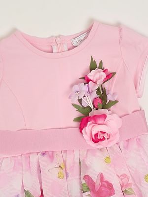 3. Vestido para niña de algodón y organza de seda. Rosa