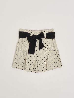 1. Mädchen-Shorts aus Baumwolle Beige-Schwarz