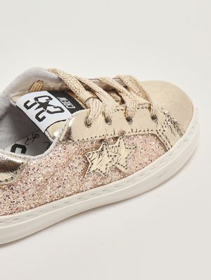 5. Zapatillas de piel para recién nacido Purpurina dorada