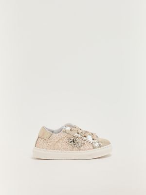 1. Zapatillas de piel para recién nacido Purpurina dorada