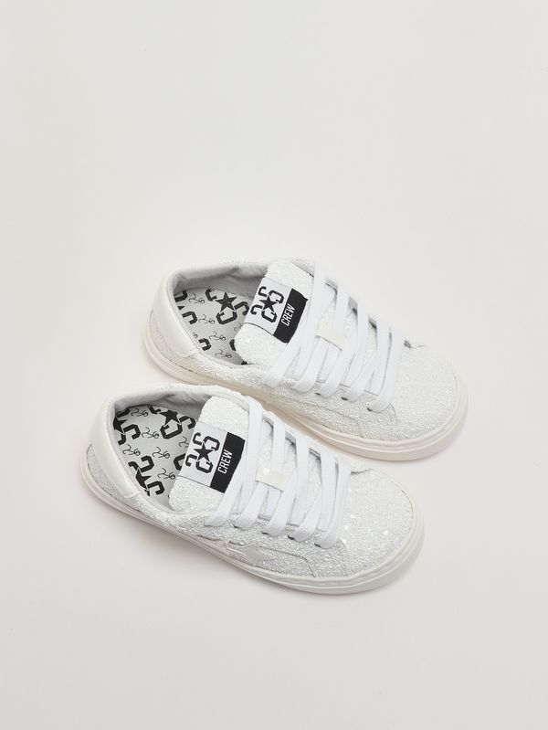 2. Girls' leather sneakers White Glitter 2Star 2sb3416