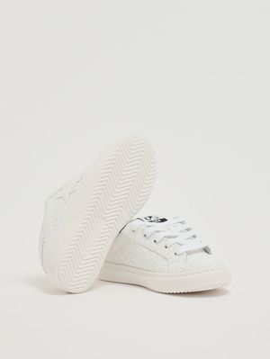 4. Girls' leather sneakers White Glitter