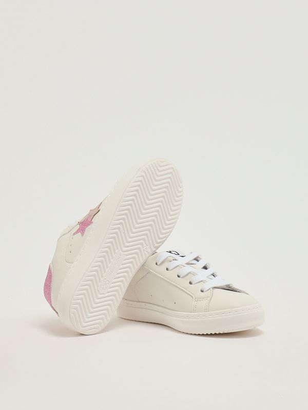 4. Mädchen-Sneaker aus Leder Weiß-Rosa 2Star 2sb3414