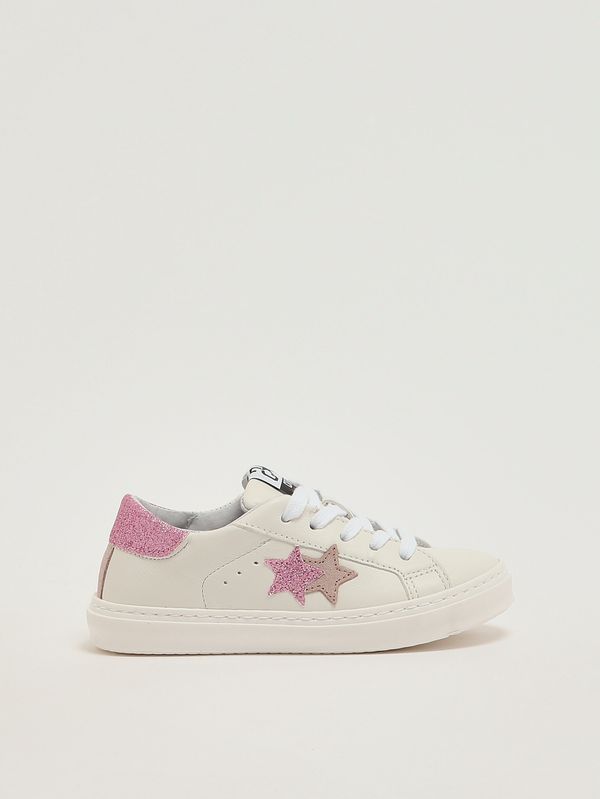 1. Mädchen-Sneaker aus Leder Weiß-Rosa 2Star 2sb3414