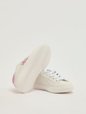 4. Mädchen-Sneaker aus Leder Weiß-Rosa